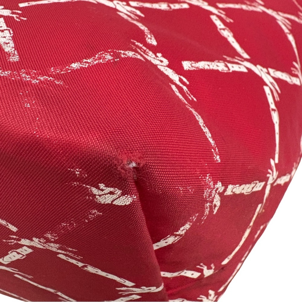 Longchamp Le Pliage Medium Band Signature Panther Print Nylon Shoulder Bag Red - Picture 12 of 16